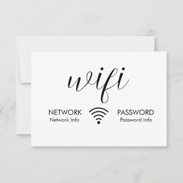 Carte Mot de passe Wifi Blanc Signer Black Wifi Info rés (Devant)