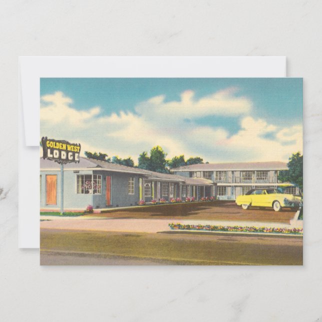 Carte Motel Rétro, Hôtel Golden West Lodge avec Palmiers (Devant)