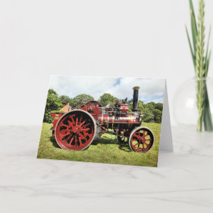 Carte Moteur vintage à vapeur rouge