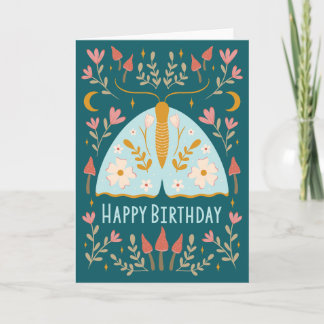 Carte Moth, Moons & Champignons Anniversaire
