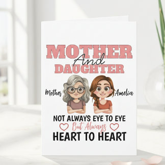 Carte Mother Daughter Hearts Connected Across Miles