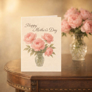 Carte Mother's Day Pink Floral Peonies 