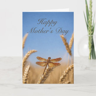 Carte Mothers Day Wheat Golden Dragonfly Card