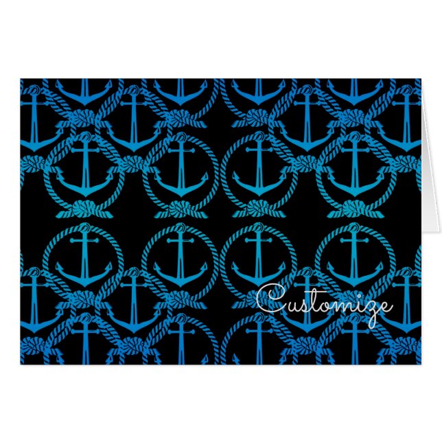 Carte Motif Ancre bleu marine 2 (Devant Horizontal)