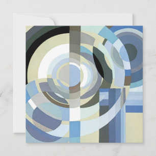 Carte Motif Art Déco Rétro Jazz Vintage Cercles Bleus