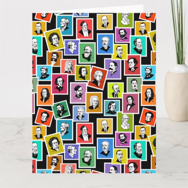 Carte Motif avec portraits des plus grands compositeurs (Devant)