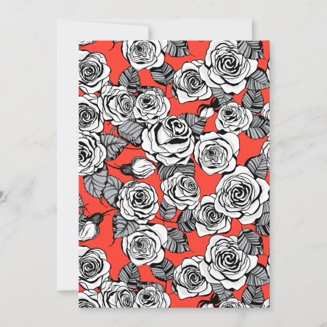 Carte Motif blanc roses (Devant)