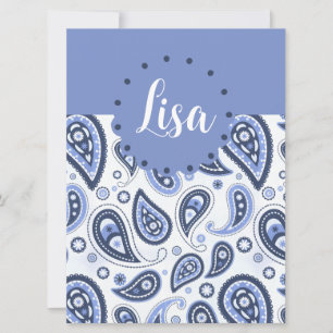Carte Motif Blue Paisley