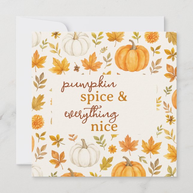 Carte Motif Citrouille mignon | Thanksgiving (Devant)