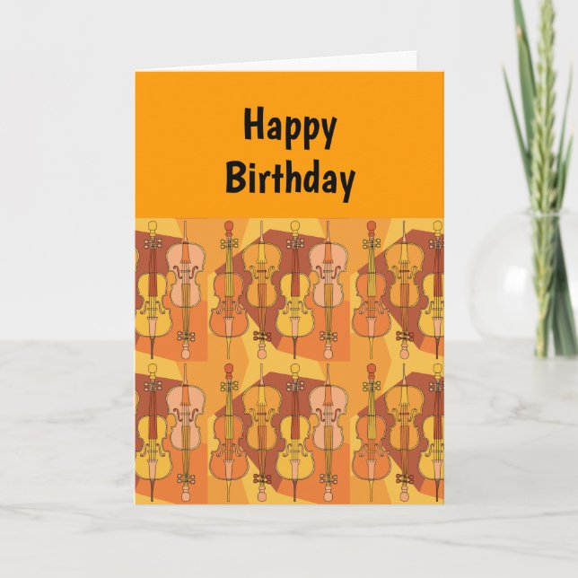 Carte Motif Colorée Cello Anniversaire (Devant)