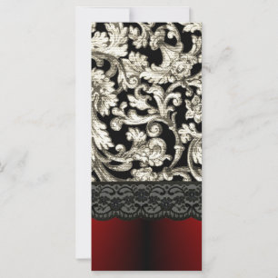 Carte Motif damassé floral noir et rouge