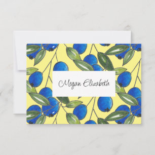 Carte Motif de bleuets à main