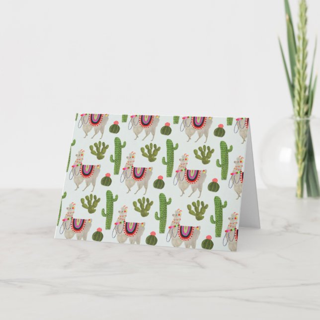 Carte Motif de cactus et de lama de la collection | de (Devant)