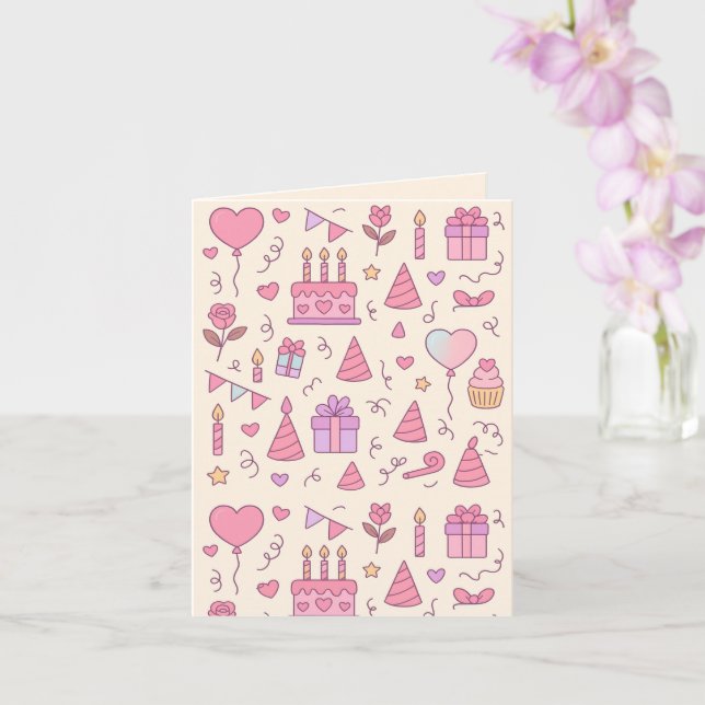 Carte Motif de célébration de fête de princesse sucrée (Orchidée)