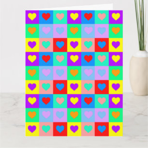 Carte Motif de cœur coloré Art Pop