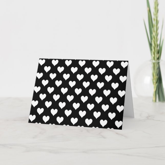 Carte Motif de coeur noir et blanc (Devant)