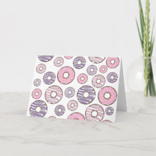 Carte Motif De Donuts, Donuts Roses, Donuts Violets