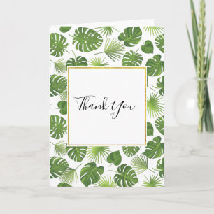 Carte Motif de feuilles tropicales vertes élégant Merci