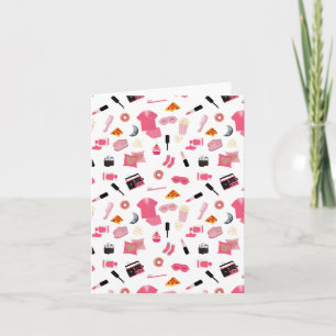 Carte Motif de Fille Rose de la fête de bois