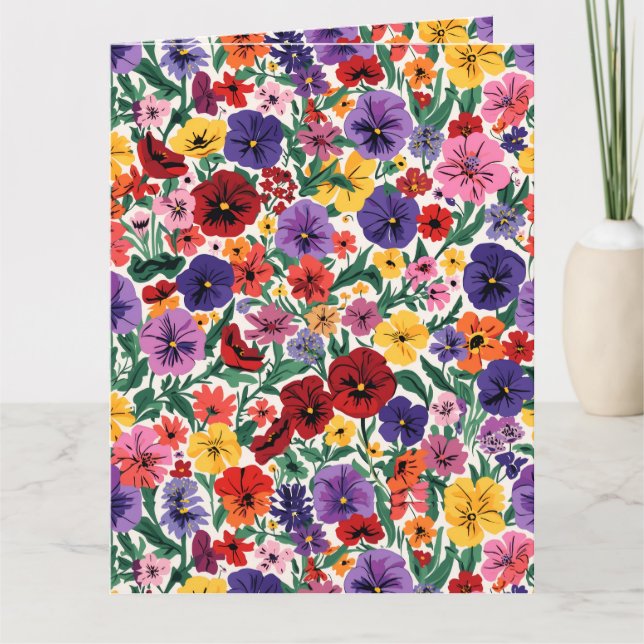 Carte Motif de jardin floral de pensées printanières lum (Devant)
