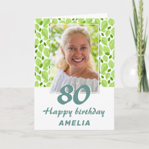 Carte Motif de la feuille verte Botanique 80e anniversai