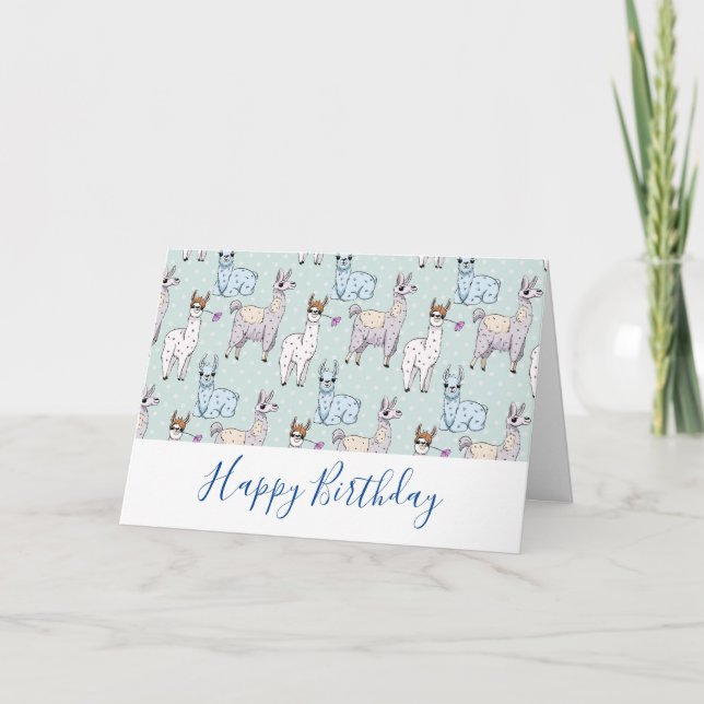Carte Motif de lama mignon sur pois (Devant)