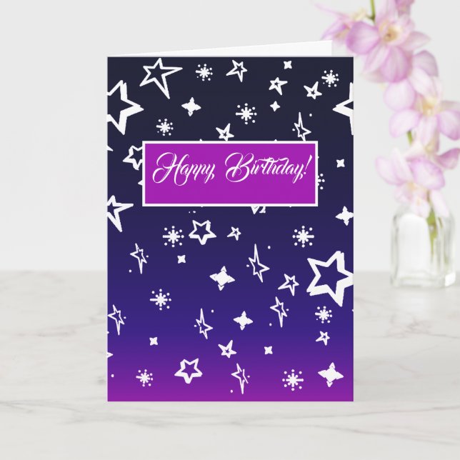 Carte Motif de l'étoile blanche en bleu à Magenta Ombre (Orchidée)