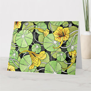 Carte Motif de Nasturtium doré Art nouveau