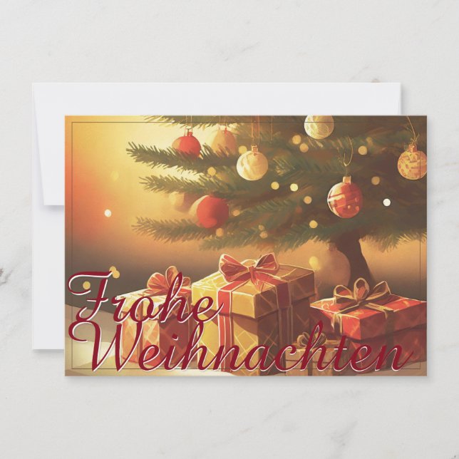 Carte Motif de Noël avec des cadeaux sous l'arbre de Noë (Devant)