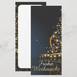 Carte Motif de Noël bleu avec un arbre de Noël doré