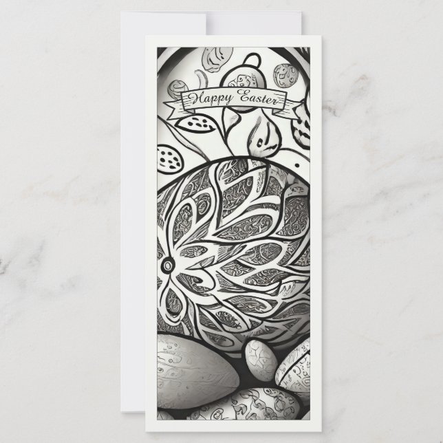 Carte Motif de Pâques b/w dessin animé avec oeufs de Pâq (Devant)