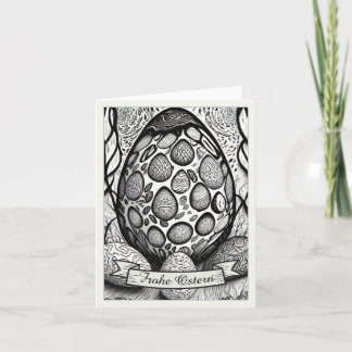 Carte Motif de Pâques monochrome Cartoon avec œufs de Pâ