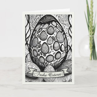 Carte Motif de Pâques monochrome Cartoon avec œufs de Pâ