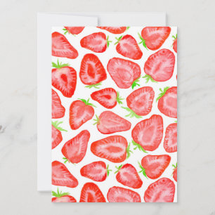 Carte Motif de tranches de fraise d'aquarelle