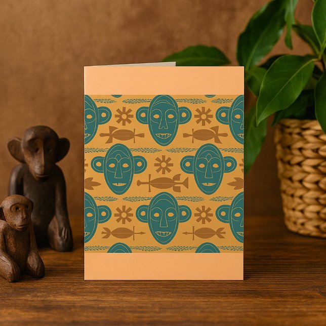 Carte Motif de visage ethnique africain Masque tribal (Créateur téléchargé)