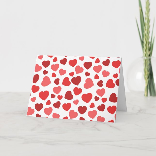 Carte Motif Des Coeurs, Coeurs Rouges, Motif Des Coeurs (Devant)