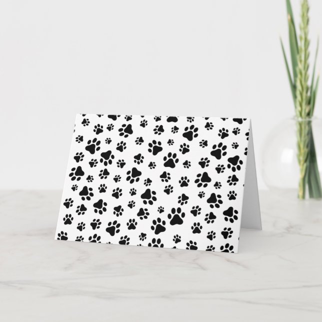 Carte Motif des pattes, pattes de chien, noir et blanc (Devant)
