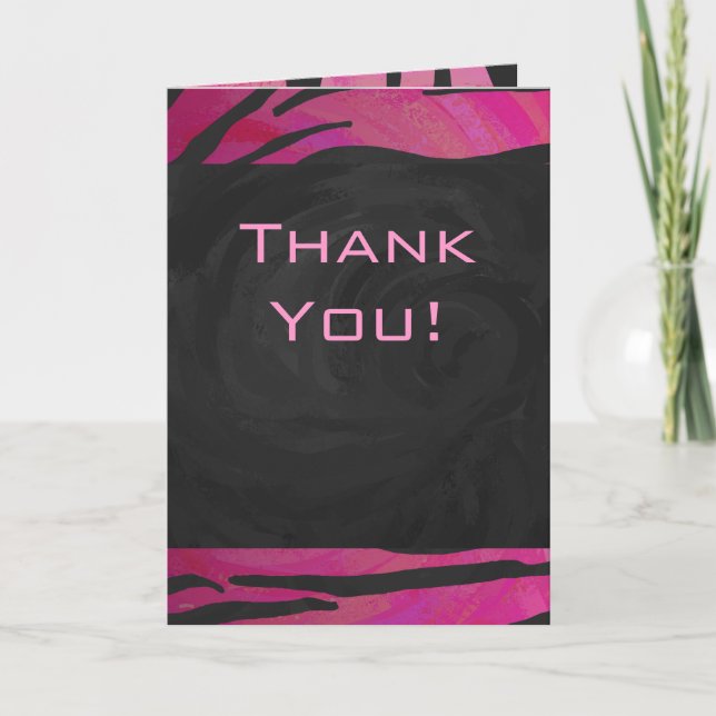 Carte Motif d'impression monogramme rose et noir (Devant)