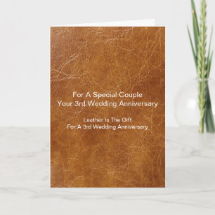 Carte Motif en cuir 3e anniversaire Mariage