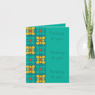 Carte Motif en mosaïque de fleur mod Turquoise et jaune,