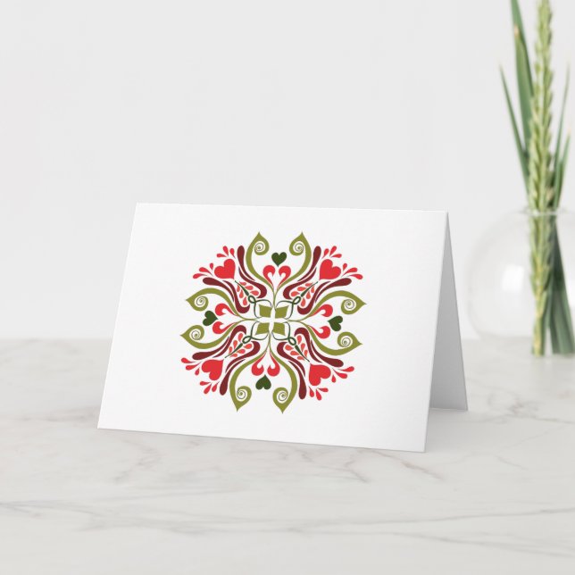 Carte Motif Floral Traditionnel Hongrois Coloré (Devant)