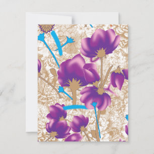 Carte Motif floral vif avec violet et bleu f