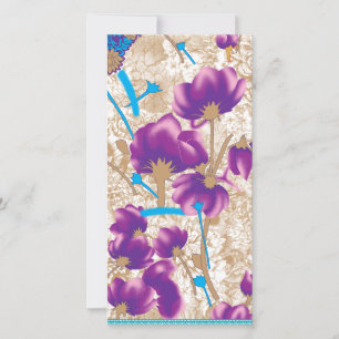 Carte Motif floral vif avec violet et bleu f