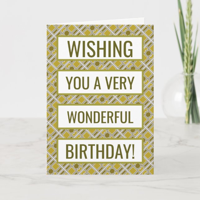 Carte Motif géométrique doré, Anniversaire moderne (Devant)