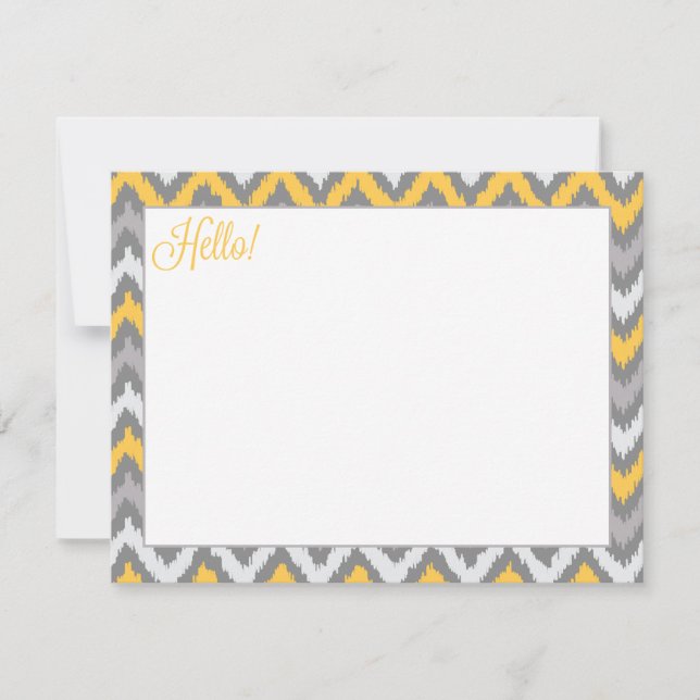 Carte Motif Ikat de la tribu Yellow Grey Zigzag (Devant)