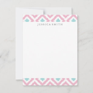 Carte Motif Ikat de menthe rose pâle