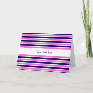 Carte Motif Navy Blue and Hot Pink Stripes