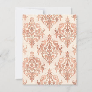 Carte Motif ornemental aquarelle damassé pêche chaud