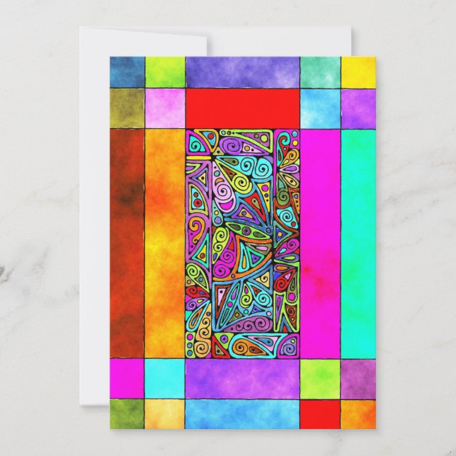 Carte Motif Peint À La Main Et Numériquement Art 2 (Devant)