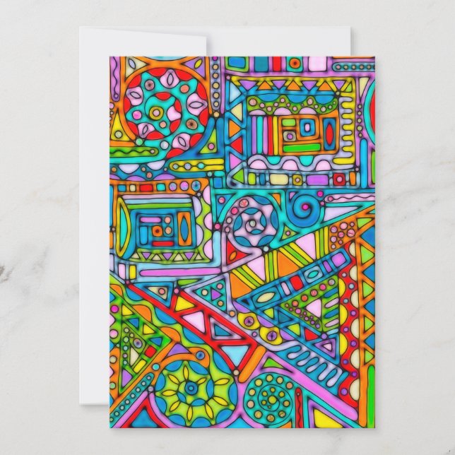 Carte Motif Peint À La Main Et Numériquement Art 53 (Devant)